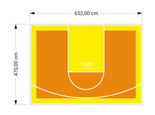 31M2/470X652CM POMARAŃCZOWO-ŻÓŁTE BOISKO DO KOSZYKÓWKI SPEEDSPORT HEXA POWER PRO