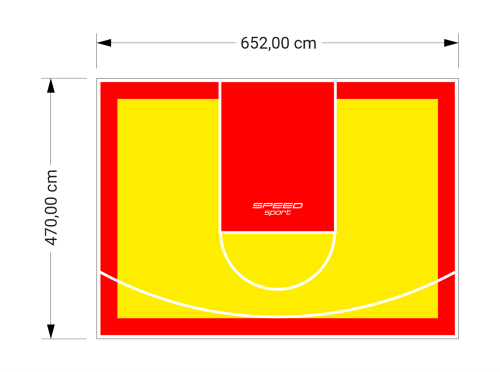 31M2/470X652CM ŻÓŁTO-CZERWONE BOISKO DO KOSZYKÓWKI SPEEDSPORT HEXA POWER PRO