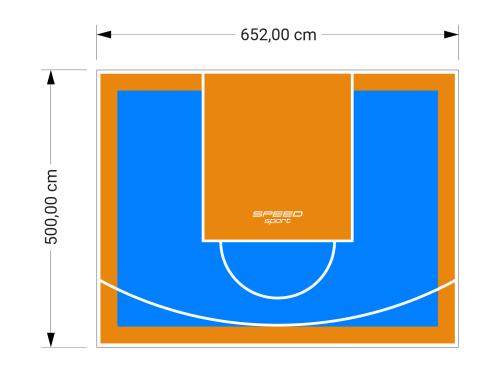 33M2/500X652CM BŁĘKITNO-POMARAŃCZOWE BOISKO DO KOSZYKÓWKI SPEEDSPORT HEXA POWER PRO