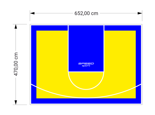 31M2/470X652CM ŻÓŁTO-NIEBIESKIE BOISKO DO KOSZYKÓWKI SPEEDSPORT HEXA POWER PRO