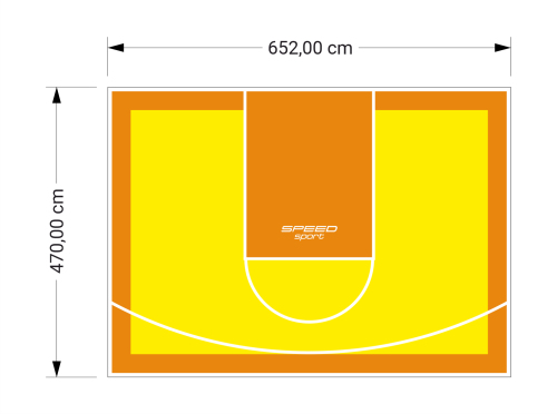 31M2/470X652CM ŻÓŁTO-POMARAŃCZOWE BOISKO DO KOSZYKÓWKI SPEEDSPORT HEXA POWER PRO