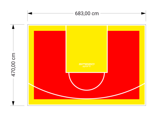 32M2/470X683CM CZERWONO-ŻÓŁTE BOISKO DO KOSZYKÓWKI SPEEDSPORT HEXA POWER PRO