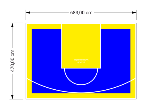 32M2/470X683CM NIEBIESKO-ŻÓŁTE BOISKO DO KOSZYKÓWKI SPEEDSPORT HEXA POWER PRO