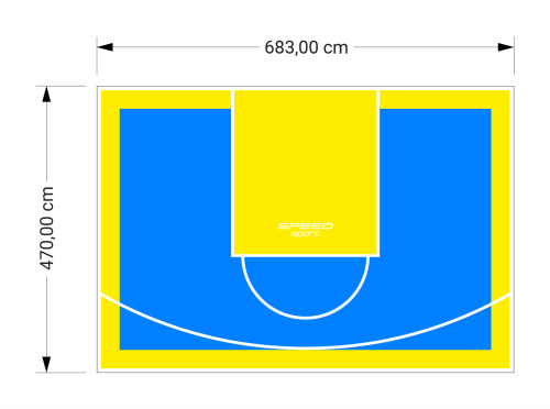 32M2/470X683CM BŁĘKITNO-ŻÓŁTE BOISKO DO KOSZYKÓWKI SPEEDSPORT HEXA POWER PRO