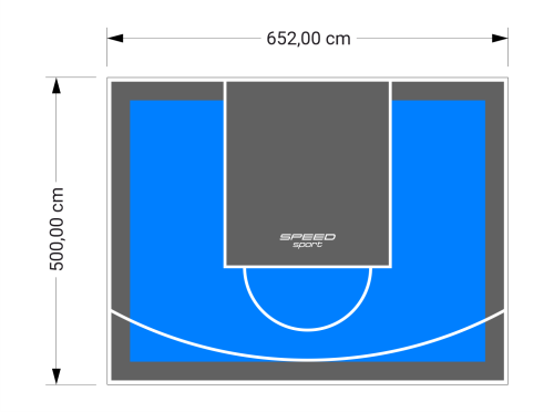 33M2/500X652CM BŁĘKITNO-GRAFITOWE BOISKO DO KOSZYKÓWKI SPEEDSPORT HEXA POWER PRO