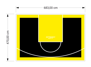32M2/470X683CM CZARNO-ŻÓŁTE BOISKO DO KOSZYKÓWKI SPEEDSPORT HEXA POWER PRO