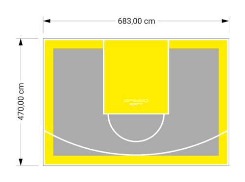 32M2/470X683CM SZARO-ŻÓŁTE BOISKO DO KOSZYKÓWKI SPEEDSPORT HEXA POWER PRO