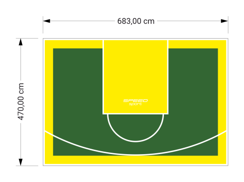 32M2/470X683CM ZIELONO-ŻÓŁTE BOISKO DO KOSZYKÓWKI SPEEDSPORT HEXA POWER PRO