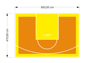 32M2/470X683CM POMARAŃCZOWO-ŻÓŁTE BOISKO DO KOSZYKÓWKI SPEEDSPORT HEXA POWER PRO