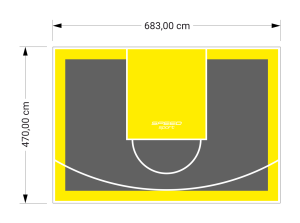 32M2/470X683CM GRAFITOWO-ŻÓŁTE BOISKO DO KOSZYKÓWKI SPEEDSPORT HEXA POWER PRO