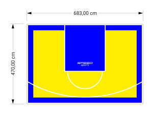32M2/470X683CM ŻÓŁTO-NIEBIESKIE BOISKO DO KOSZYKÓWKI SPEEDSPORT HEXA POWER PRO