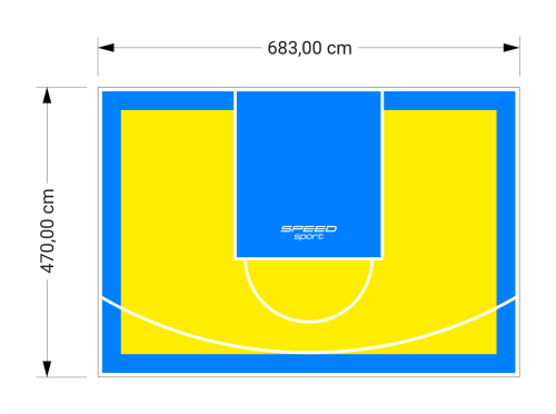 32M2/470X683CM ŻÓŁTO-BŁĘKITNE BOISKO DO KOSZYKÓWKI SPEEDSPORT HEXA POWER PRO