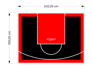 33M2/500X652CM CZARNO-CZERWONE BOISKO DO KOSZYKÓWKI SPEEDSPORT HEXA POWER PRO