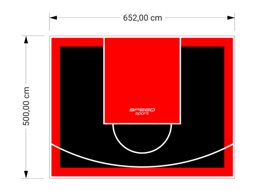 33M2/500X652CM CZARNO-CZERWONE BOISKO DO KOSZYKÓWKI SPEEDSPORT HEXA POWER PRO