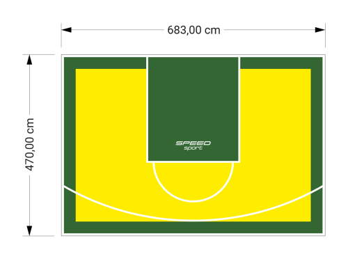 32M2/470X683CM ŻÓŁTO-ZIELONE BOISKO DO KOSZYKÓWKI SPEEDSPORT HEXA POWER PRO