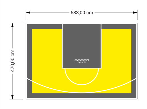 32M2/470X683CM ŻÓŁTO-GRAFITOWE BOISKO DO KOSZYKÓWKI SPEEDSPORT HEXA POWER PRO