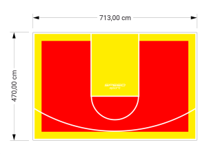 34M2/470X713CM CZERWONO-ŻÓŁTE BOISKO DO KOSZYKÓWKI SPEEDSPORT HEXA POWER PRO