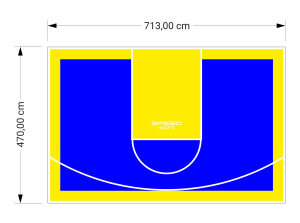 34M2/470X713CM NIEBIESKO-ŻÓŁTE BOISKO DO KOSZYKÓWKI SPEEDSPORT HEXA POWER PRO