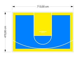 34M2/470X713CM BŁĘKITNO-ŻÓŁTE BOISKO DO KOSZYKÓWKI SPEEDSPORT HEXA POWER PRO