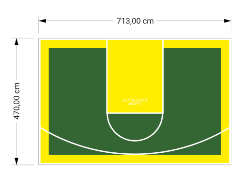 34M2/470X713CM ZIELONO-ŻÓŁTE BOISKO DO KOSZYKÓWKI SPEEDSPORT HEXA POWER PRO