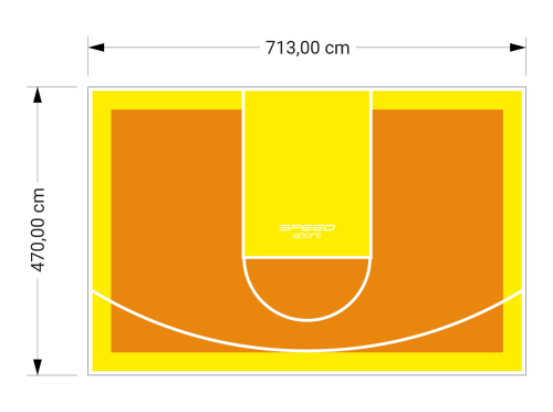 34M2/470X713CM POMARAŃCZOWO-ŻÓŁTE BOISKO DO KOSZYKÓWKI SPEEDSPORT HEXA POWER PRO