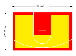 34M2/470X713CM ŻÓŁTO-CZERWONE BOISKO DO KOSZYKÓWKI SPEEDSPORT HEXA POWER PRO