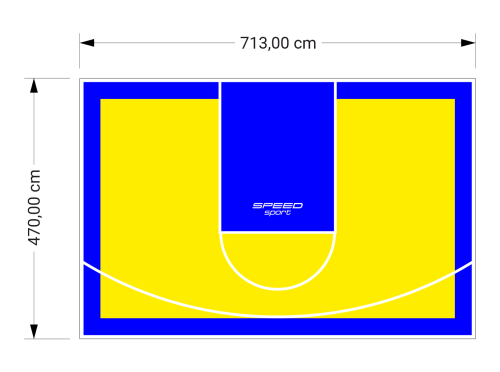 34M2/470X713CM ŻÓŁTO-NIEBIESKIE BOISKO DO KOSZYKÓWKI SPEEDSPORT HEXA POWER PRO