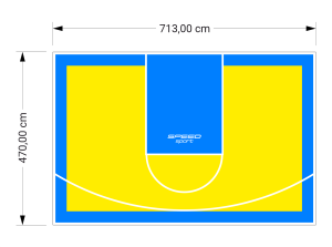 34M2/470X713CM ŻÓŁTO-BŁĘKITNE BOISKO DO KOSZYKÓWKI SPEEDSPORT HEXA POWER PRO