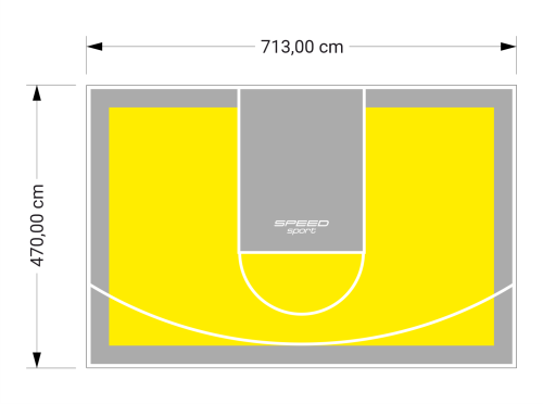 34M2/470X713CM ŻÓŁTO-SZARE BOISKO DO KOSZYKÓWKI SPEEDSPORT HEXA POWER PRO
