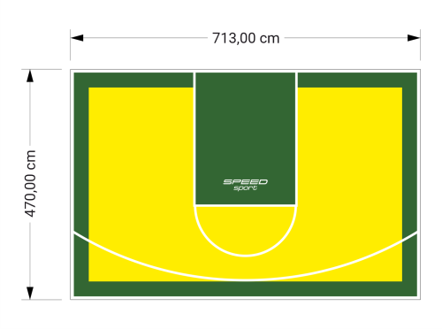 34M2/470X713CM ŻÓŁTO-ZIELONE BOISKO DO KOSZYKÓWKI SPEEDSPORT HEXA POWER PRO