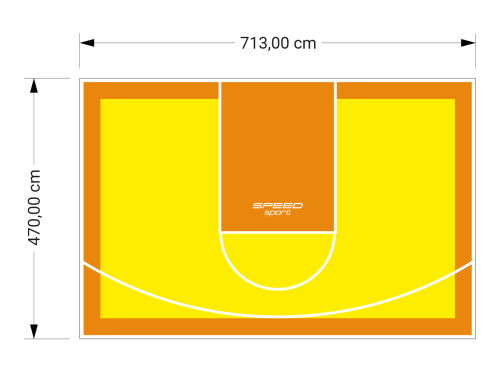 34M2/470X713CM ŻÓŁTO-POMARAŃCZOWE BOISKO DO KOSZYKÓWKI SPEEDSPORT HEXA POWER PRO