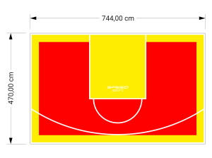 35M2/470X744CM CZERWONO-ŻÓŁTE BOISKO DO KOSZYKÓWKI SPEEDSPORT HEXA POWER PRO