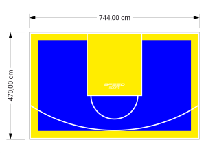 35M2/470X744CM NIEBIESKO-ŻÓŁTE BOISKO DO KOSZYKÓWKI SPEEDSPORT HEXA POWER PRO