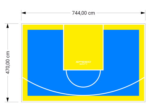 35M2/470X744CM BŁĘKITNO-ŻÓŁTE BOISKO DO KOSZYKÓWKI SPEEDSPORT HEXA POWER PRO