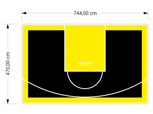 35M2/470X744CM CZARNO-ŻÓŁTE BOISKO DO KOSZYKÓWKI SPEEDSPORT HEXA POWER PRO