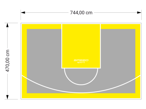 35M2/470X744CM SZARO-ŻÓŁTE BOISKO DO KOSZYKÓWKI SPEEDSPORT HEXA POWER PRO