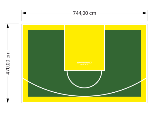 35M2/470X744CM ZIELONO-ŻÓŁTE BOISKO DO KOSZYKÓWKI SPEEDSPORT HEXA POWER PRO
