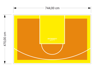 35M2/470X744CM POMARAŃCZOWO-ŻÓŁTE BOISKO DO KOSZYKÓWKI SPEEDSPORT HEXA POWER PRO