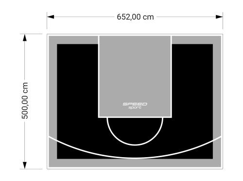 33M2/500X652CM CZARNO-SZARE BOISKO DO KOSZYKÓWKI SPEEDSPORT HEXA POWER PRO
