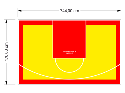 35M2/470X744CM ŻÓŁTO-CZERWONE BOISKO DO KOSZYKÓWKI SPEEDSPORT HEXA POWER PRO