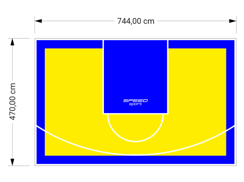 35M2/470X744CM ŻÓŁTO-NIEBIESKIE BOISKO DO KOSZYKÓWKI SPEEDSPORT HEXA POWER PRO