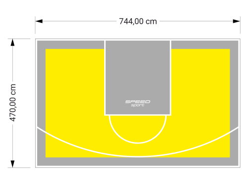 35M2/470X744CM ŻÓŁTO-SZARE BOISKO DO KOSZYKÓWKI SPEEDSPORT HEXA POWER PRO