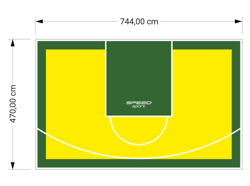 35M2/470X744CM ŻÓŁTO-ZIELONE BOISKO DO KOSZYKÓWKI SPEEDSPORT HEXA POWER PRO
