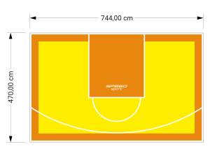 35M2/470X744CM ŻÓŁTO-POMARAŃCZOWE BOISKO DO KOSZYKÓWKI SPEEDSPORT HEXA POWER PRO