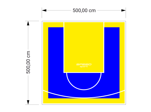 25M2/500X500CM NIEBIESKO-ŻÓŁTE BOISKO DO KOSZYKÓWKI SPEEDSPORT HEXA POWER PRO
