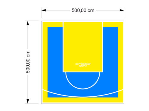 25M2/500X500CM BŁĘKITNO-ŻÓŁTE BOISKO DO KOSZYKÓWKI SPEEDSPORT HEXA POWER PRO