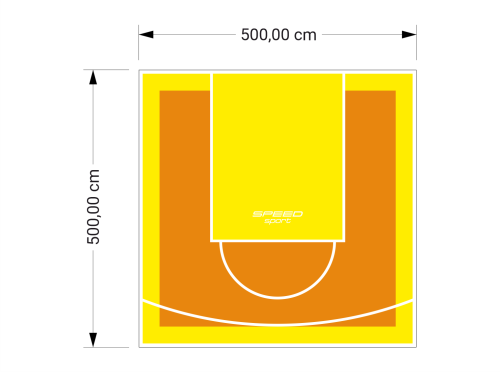25M2/500X500CM POMARAŃCZOWO-ŻÓŁTE BOISKO DO KOSZYKÓWKI SPEEDSPORT HEXA POWER PRO