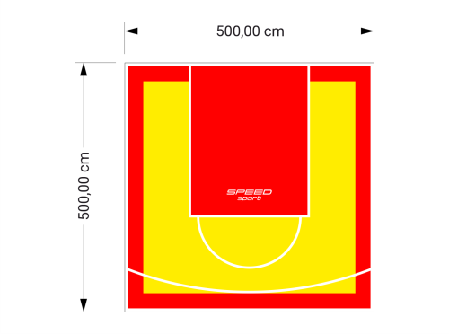 25M2/500X500CM ŻÓŁTO-CZERWONE BOISKO DO KOSZYKÓWKI SPEEDSPORT HEXA POWER PRO