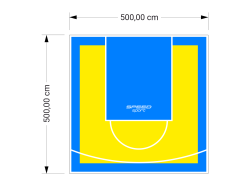 25M2/500X500CM ŻÓŁTO-BŁĘKITNE BOISKO DO KOSZYKÓWKI SPEEDSPORT HEXA POWER PRO