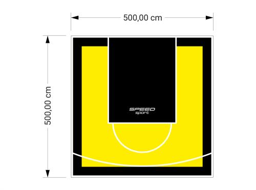 25M2/500X500CM ŻÓŁTO-CZARNE BOISKO DO KOSZYKÓWKI SPEEDSPORT HEXA POWER PRO